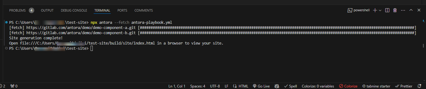 Antora Terminal