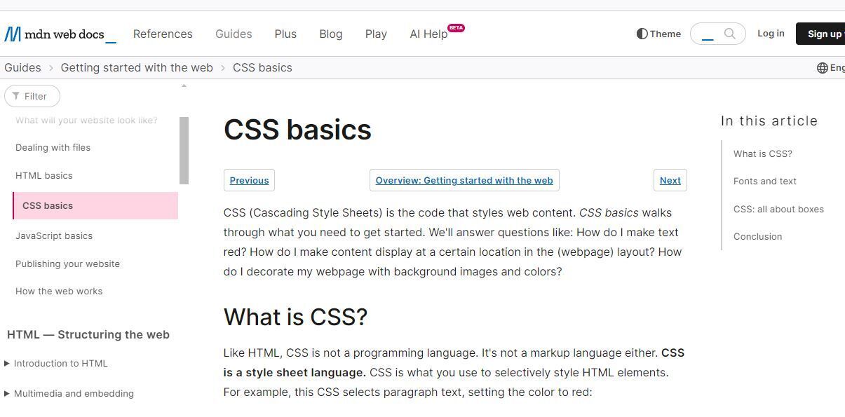 CSS Basics from MDN