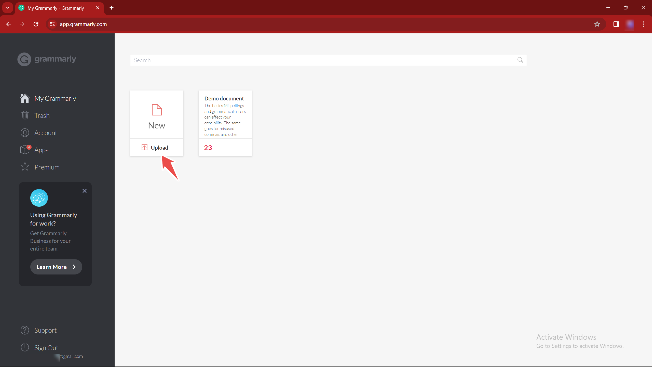 Grammarly New Document