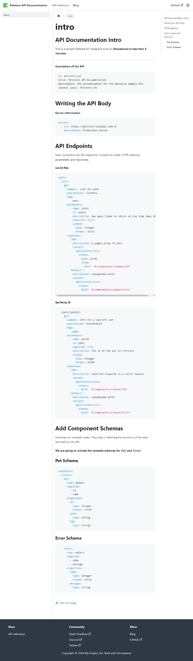 Live View of Petstore API Site