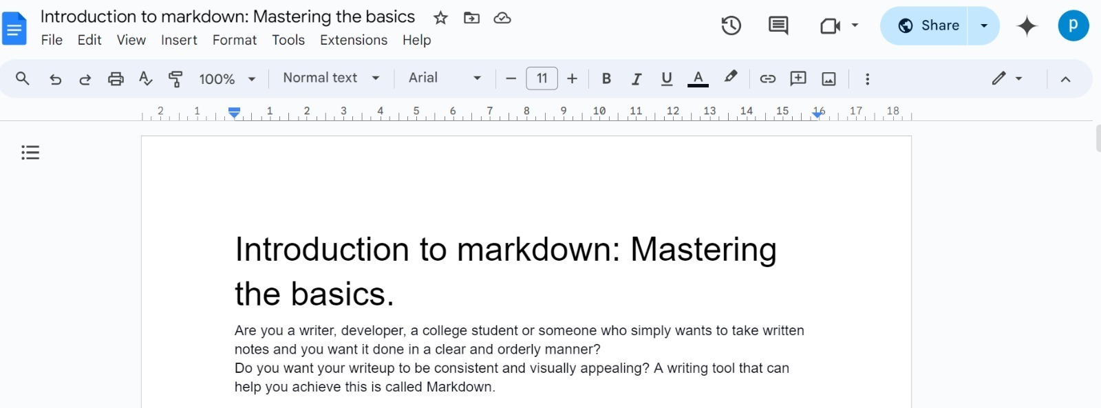 introduction to markdown