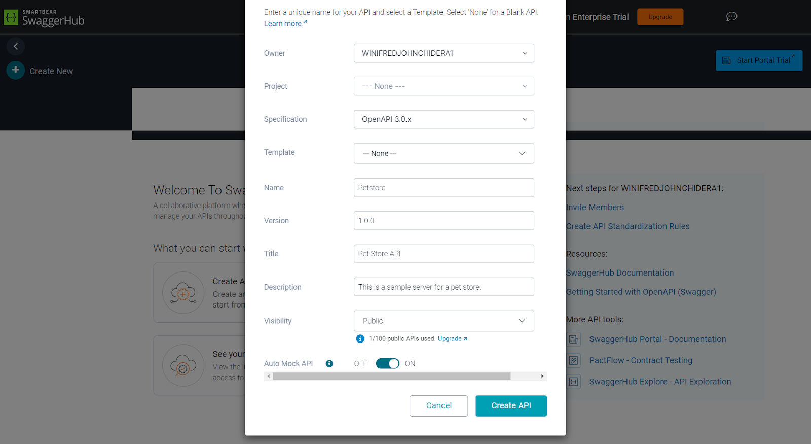 Petstore API Info Form