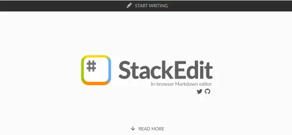 A screenshot of StackEdit home page